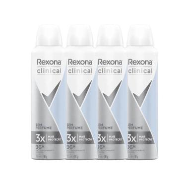 Imagem de Kit Desodorante Antitranspirante Aerosol Rexona Clinical Sem Perfume 150ml - 4 Unidades