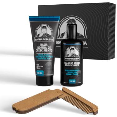 Imagem de Barba Robusta Kit Para Cuidados da Barba com Balm Shampoo Pente Canivete e Caixa Expositora Produtos para Cuidados e que Estimulam o Crescimento da Barba