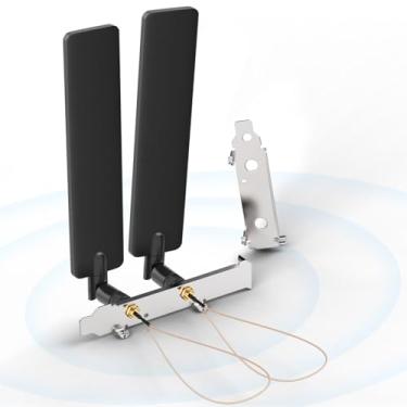 Imagem de Bingfu Antena WiFi Tri-Band 2,4GHz 5GHz 6E Wifi6 e cabo U.FL IPX IPEX para RP-SMA de 8 polegadas com suporte de slot PCIe para roteador WiFi Mini PCI Express PCIE adaptador de placa de rede