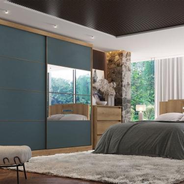 Imagem de Guarda-roupa 2 Portas 222cm X 230cm Malaga Capuccino \ Azul