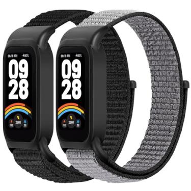 Imagem de WNIPH Pulseiras de relógio de nylon compatíveis com Xiaomi Smart Band 9 Active/Redmi Band 3, 2 peças de pulseiras esportivas respiráveis ajustáveis para mulheres e homens