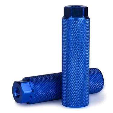 Imagem de KINSPORY 2 peças de pinos de bicicleta para eixos de 9,5 cm, pinos de bicicleta antiderrapantes de liga de alumínio BMX para bancos traseiros de mountain bike pegs de ciclismo - azul