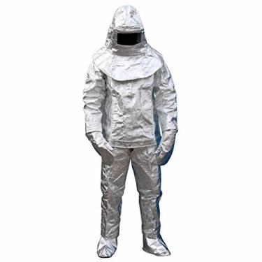 Imagem de Terno resistente ao fogo radiação térmica 1000 graus resistente ao calor terno roupas à prova de fogo inclui 1 casaco + 1 calça + 1 capacete + 1 par de luvas + 1 par de capas de sapato (Envio dos EUA)