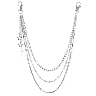 Imagem de GOGZBD Chaveiro com corrente de calças em camadas para mulheres e homens punk, correntes hiphop, jeans, joias de Halloween, Medium, Aço inoxidável