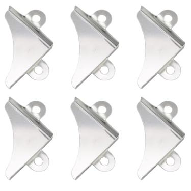 Imagem de JCBIZ 24 peças de proteção de canto de impacto com parafusos, suporte de canto para quadro, suporte de fixação de canto de imagem 3 x 0,6 cm, ferragens de montagem de espelho prata