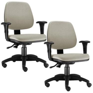 Imagem de Kit 02 Cadeiras Giratória Job Executiva Ergonomica Suede Bege - Lyam D