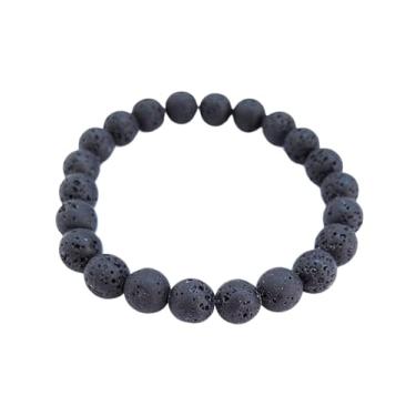 Imagem de Pulseira Masculina E Feminina Moderna em Pedra Natural Lava Vulcânica