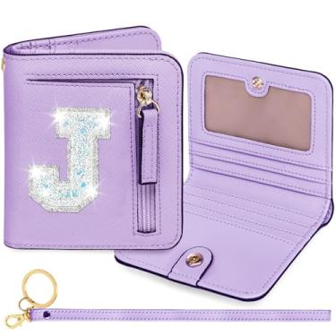 Imagem de YQE Carteira com inicial RFID para meninas pequenas, presentes na moda, aniversário, Natal, meia ideia de presente para adolescentes, filha, neta, sobrinha, 6, 7, 8, 9, 10, 11, 12, 13 anos, Roxa, J