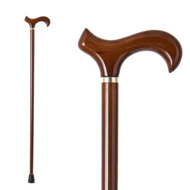 Imagem de GUYUE Bengala de madeira feita à mão para homens e mulheres Bengala de madeira ergonômica para idosos Melhores pontas de borracha - 94 cm (marrom)