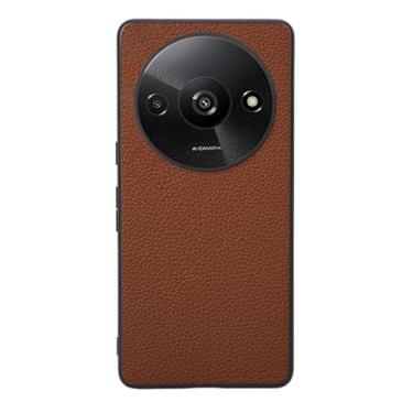 Imagem de Capas Compatível com Xiaomi A3X（4G）,Design de grão levantado de superfície,Proteção contra queda,Anti impressão digital,Anti arranhões,Aparência de couro de imitação de plástico macio-Brown