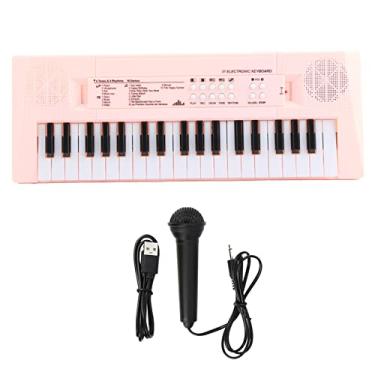 Imagem de Grcfumo Órgão eletrônico, 37 teclado de piano -chave com microfone, brinquedo portátil de instrumento de educação musical para crianças (Roseate)