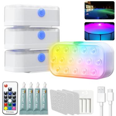 Imagem de Luzes de piscina Sotipevs, LED recarregável atualizado, pacote com 4