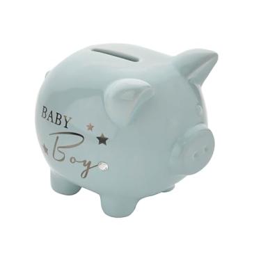 Imagem de Happy Homewares Caixa de dinheiro azul infantil cofrinho de cerâmica Bambino - bebê menino - perfeita para uma criança economizando em um dia chuvoso