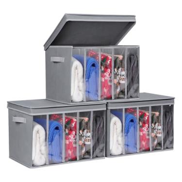 Imagem de Zilink Organizador de suéter grande para armário com tampas e placas de suporte, organizador de suéter grande para armário com 5 grades divisórias, guarda-roupa organizador de roupas para suéteres