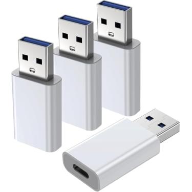 Imagem de Pacote com 4 adaptadores USB para USB C, adaptador USB-C fêmea para USB macho, conversor de carregador OTG compatível com Apple Watch Ultra iWatch/iPhone/Pro Max Plus/Airpods/iPad 9 10 Air 5 Mini 6
