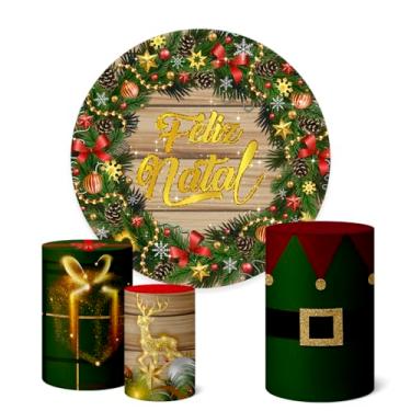 Imagem de Trio Capas Cilindro + Painel Sublimado Festa 1,50m Natal (K1NAT044)
