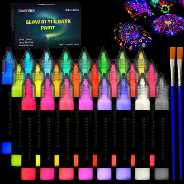 Imagem de Marcadores de pintura FansArriche Glow in the Dark 24 cores x 20mL