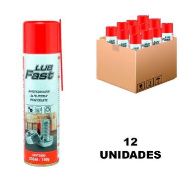 Imagem de Kit 12 Lubrificante Spray Antiferrugem Desingripante 300ml - Lub Fast