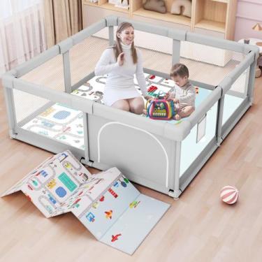 Imagem de Baby Playpen besuhot Baby Playard com portão 127x127cm com tapete
