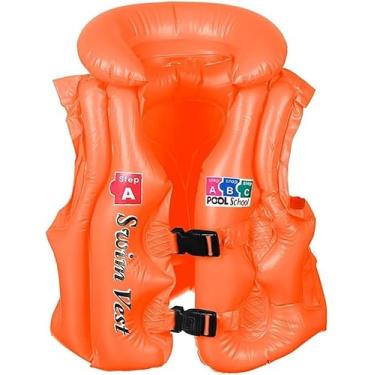 Imagem de Boia Infantil Colete Salva Vidas Praia Piscina Inflável Criança Premium STEP C Flutuador Com Presilhas (Laranja)