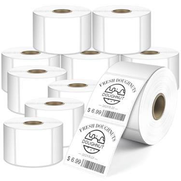 Imagem de L LIKED Etiquetas térmicas quadradas diretas de 5 cm x 5 cm, código QR perfurado e etiquetas de código de barras e compatíveis com impressoras Rollo, Zebra e outras impressoras de mesa (10 rolos, 7500