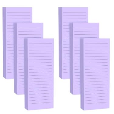 Imagem de Blocos de notas magnéticos para geladeira com ímã completo na parte de trás, 180 folhas de bloco de notas de geladeira com forro roxo, 30 folhas por bloco para lista de compras, escritório, casa