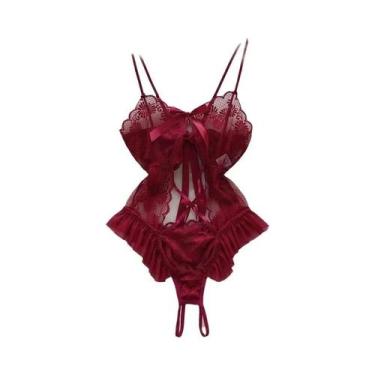 Imagem de Body de Renda Cinza Sexy - Sem Alças, Mangas e Costas - Lingerie Femin