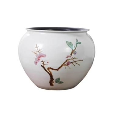 Imagem de Vasos de plantas Vaso de cerâmica para flores alta temperatura, flor ameixa esculpida à mão, decoração para sala estar, vaso plantas verde