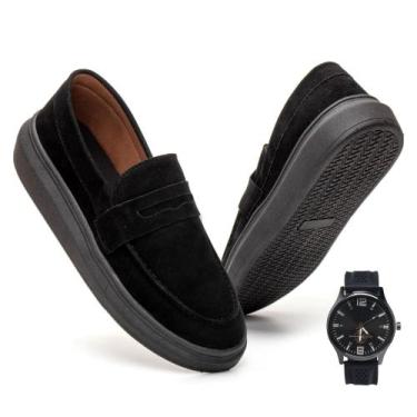 Imagem de Mocassim Masculino Sola Alta Loafer Couro Camurça Conforto Qualidade +