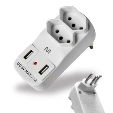 Imagem de Adaptador De Tomada Multilaser 2 Entradas + 2 Portas Usb 2.1a - Wi331