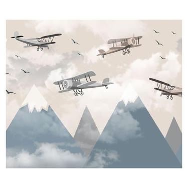Imagem de Papel de Parede Adesivo Infantil Aviões Montanhas Bebe Quarto - 579pcm