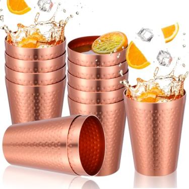 Imagem de Molain 12 copos de alumínio para bebidas, copos de água de cobre de 400 ml, copos de água, copos de metal estáveis, canecas de acampamento reutilizáveis para bebidas quentes e frias, vinho, café
