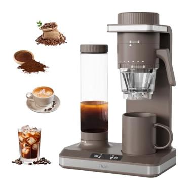 Imagem de Dzmb Máquina de café doméstica pequena integrada totalmente automática, filtro reutilizável, antigotejamento, função de manter quente, máquina de café com janela de nível de água transparente, ideal