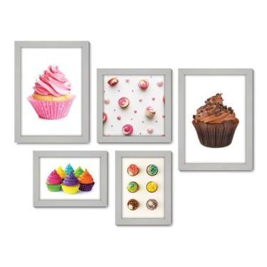 Imagem de Kit Com 5 Quadros Decorativos - Cupcake Doceria Lanchonete Cozinha - 1