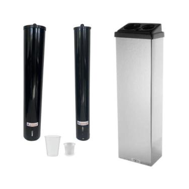 Imagem de Kit Suporte Porta Copo Descartável Água + Café + Lixeira Conjugada Ino