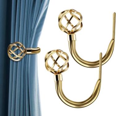 Imagem de Cortina Holdbacks HIKMLK Mirror Gold Metal 2 unidades