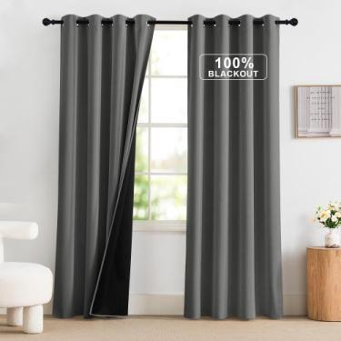 Imagem de Cortinas NICETOWN 100% Blackout 213x132cm, cinza, quarto, 2 painéis