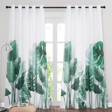 Imagem de Cortinas RYB HOME Patio Impermeáveis com Folhas Tropicais 140x240cm