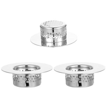 Imagem de LIQWEI 3 peças de filtro de ralo de pia de banheiro, coletor de drenos de chuveiro, coadores de pias de aço inoxidável, coletor de ralo de cabelo para lavanderia, utilitário, rv, esfregão de pia de