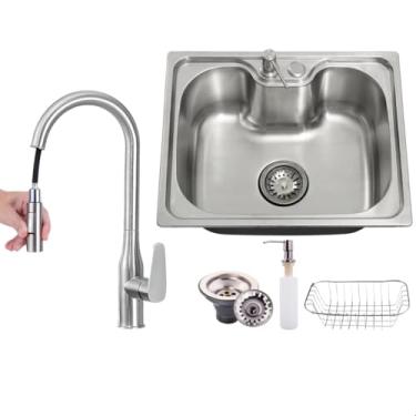 Imagem de SOFTINOX Kit Cuba Gourmet 50x40cm Inox Escovado Luxo Completa com Acessórios e Torneira Gourmet (Torneira TGM8064S)