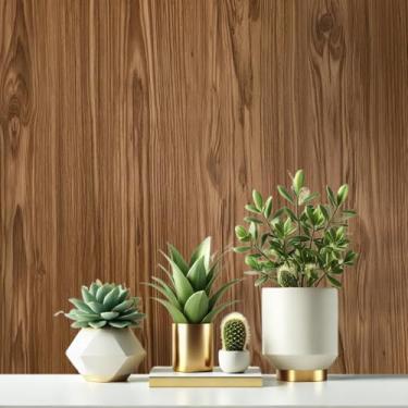 Imagem de Papel de Parede Adesivo Imita Madeira 10 Metros - Realista Autocolante Texturizado para Sala, Quarto, Cozinha e Banheiro (Madeira Pau Ferro)