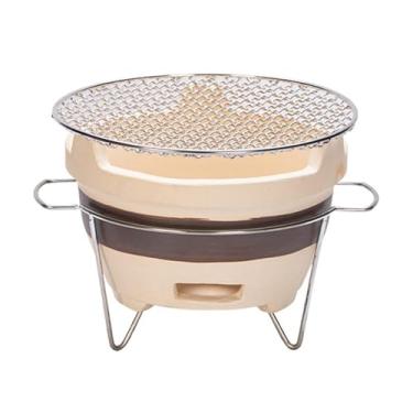 Imagem de ShengQuanHao Fogão de Barro para Churrasco, Grelha de Mesa, Portátil, Compacto, Fogão para Churrasco Ao Ar Livre, Mini Grelha a Carvão para Camping com Chaleira, M