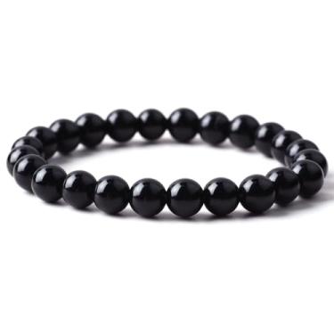 Imagem de FORBY Pulseira de cristal ametista de quartzo rosa natural de 8 mm, contas redondas, pedras preciosas, pulseira elástica para ansiedade, energia positiva, 19 cm (1 peça), 7.5 inches, Pedra