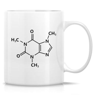 Imagem de Retreez Caneca engraçada de molécula de cafeína – xícara de café de cerâmica de 325 ml – Presente de ciência nerd para viciados em cafeína, químicos, amantes de ciência, bebedores de café – Presente