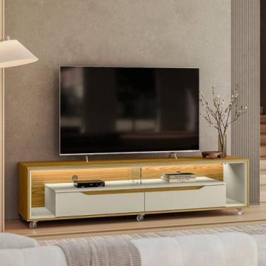 Imagem de Rack para Tv 65 Polegadas com Led e Rodízios 175cm Contemporâneo Loop 