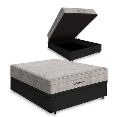 Imagem de Cama Box Baú Casal + Colchão De Molas Ensacadas - AirTech Spring  (138x188x72) - Ortobom 