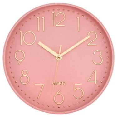 Imagem de Relógio de parede Lumuasky Modern Pink Gold 25 cm Silent Non-Ticking