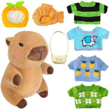 Imagem de Conjunto de brinquedos de pelúcia Kireidane Capybara com 7 roupas e ac
