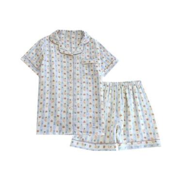 Imagem de Conjunto de pijama codcm, camisa feminina de manga curta e shorts