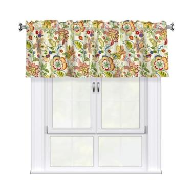 Imagem de Cortina retrô Paisley saia curta haste bolso tratamento de janela para sala de estar, quarto, cozinha, banheiro, 1 painel 137 cm L x 45,7 cm C